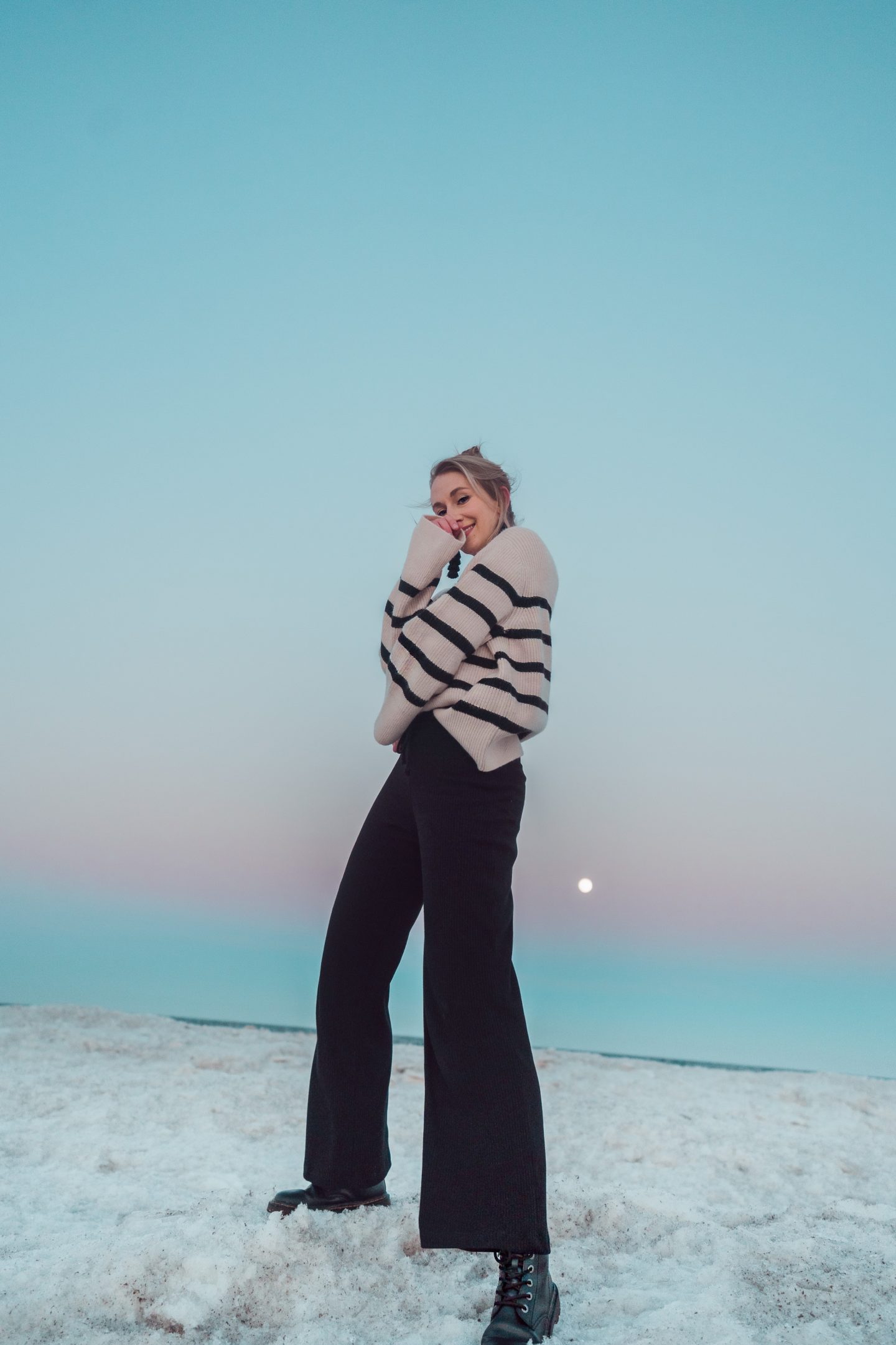 Stripped Zara Sweater and Winter Beach Walks